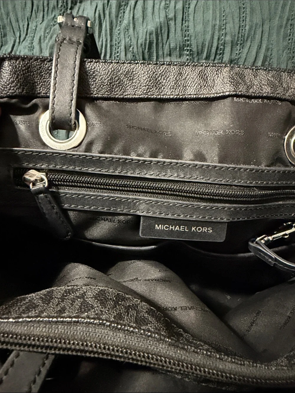 Michael Kors Black MK Logo Tote with Silver Hardware - Picture 5 of 6